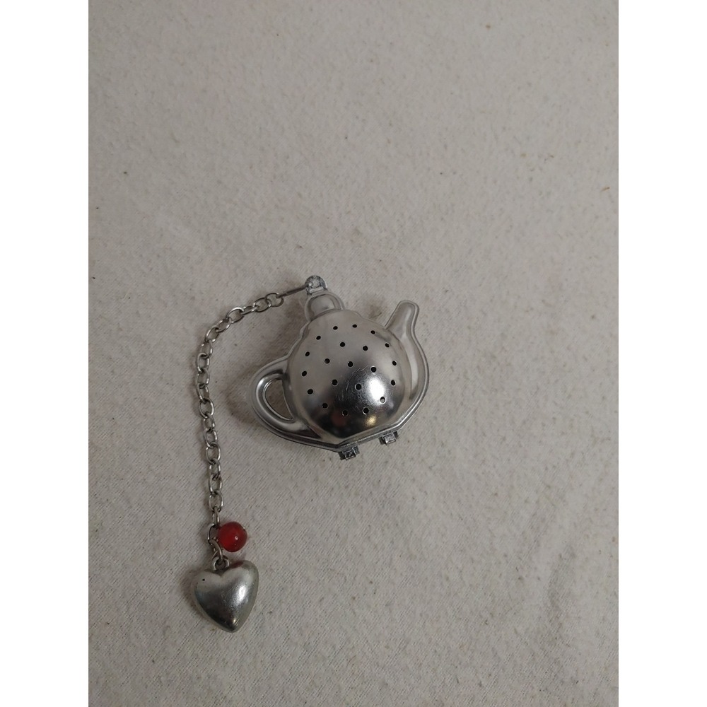 Vintage Tea Infuser Tea Pot Shape Metal Tea Ball with Chain Latch Closure Unique
